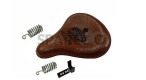 Royal Enfield Classic 350 500 Engraved Leather Front Seat Brown     - SPAREZO