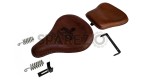 Royal Enfield Classic 350cc 500cc Engraved Leather Front and Rear Seat Brown - SPAREZO