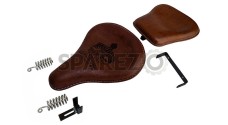 Royal Enfield Classic 350cc 500cc Engraved Leather Front and Rear Seat Brown - SPAREZO