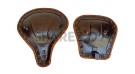 Royal Enfield Classic 350cc 500cc Engraved Leather Front and Rear Seat Brown - SPAREZO