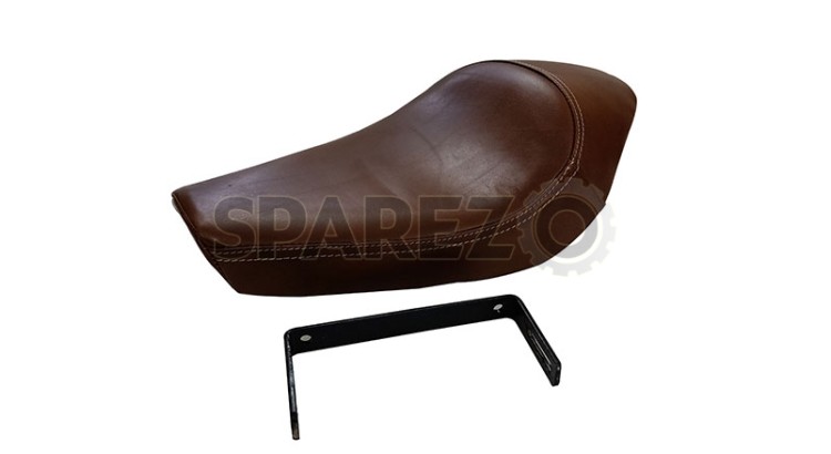 Royal Enfield Classic 350cc 500cc Leather Low Rider Front Solo Seat Brown - SPAREZO