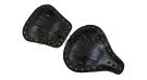 Royal Enfield Classic 350cc 500cc Engraved Leather Front and Rear Seat Black - SPAREZO