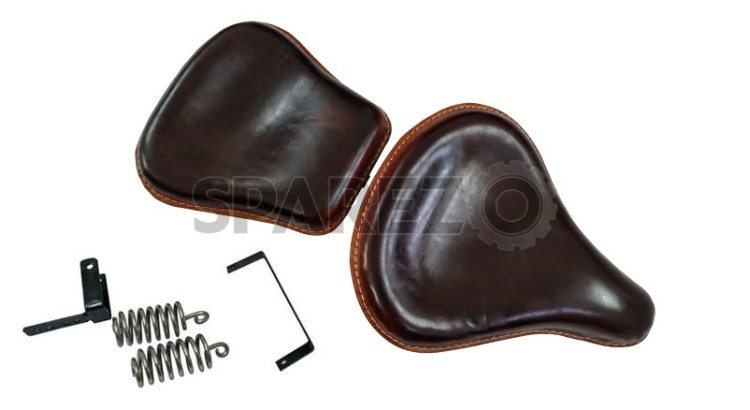 Royal Enfield Classic 350 500 Genuine Leather Front and Rear Seat Antique Brown - SPAREZO