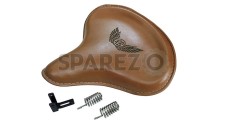 Genuine Leather Royal Enfield Classic 350cc 500cc Front Brown Tan Solo Seat - SPAREZO