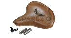 Genuine Leather Royal Enfield Standard Bullet 350 500 Front Brown Tan Solo Seat - SPAREZO