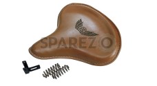 Genuine Leather Royal Enfield Standard Bullet 350 500 Front Brown Tan Solo Seat