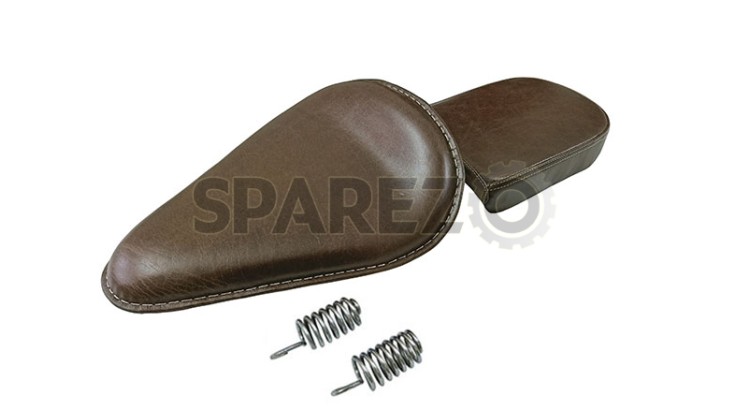 Genuine Leather Royal Enfield Classic 350 500 Low Rider Front and Rear Seat Dark Brown - SPAREZO