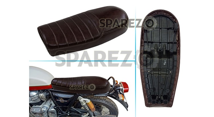 Royal Enfield GT and Interceptor 650 Genuine Leather Dual Dark Brown Seat D9 - SPAREZO