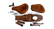 Royal Enfield Classic 500cc 350cc Front and Rear Leather Seat With Belt Grip Lever - SPAREZO