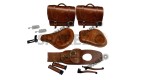 Royal Enfield Classic 500cc 350cc Front and Rear Leather Seat with Bags Belt Grip Lever - SPAREZO