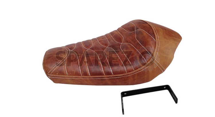 Genuine Leather Royal Enfield Classic 350cc 500cc Low Rider Front Solo Seat Brown - SPAREZO