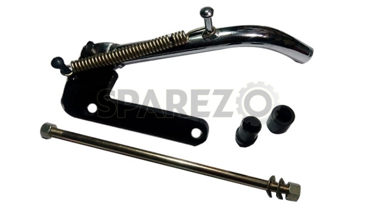 Royal Enfield Chromed Plated Side Stand Electra Samrat Type With Axle - SPAREZO