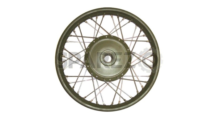 Royal Enfield Green Complete Front Wheel 7" Hub - SPAREZO