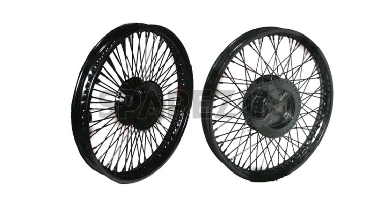 Royal Enfield 80 Spokes Front Rear Disc Brake Black Steel Wheel Rim WM2-19" - SPAREZO