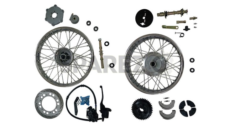 Royal Enfield Complete Front & Rear Wheel + Front Wheel Disc Brake Kit Assembly - SPAREZO