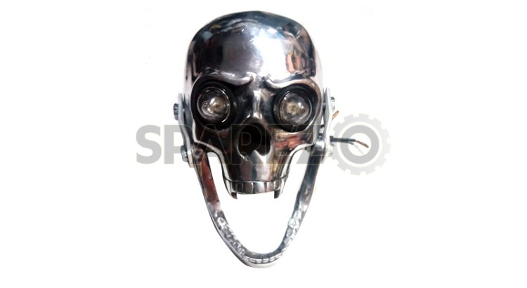 Royal Enfield Chopper Bobber Skull Head Light With Blue Light In Eyes - SPAREZO