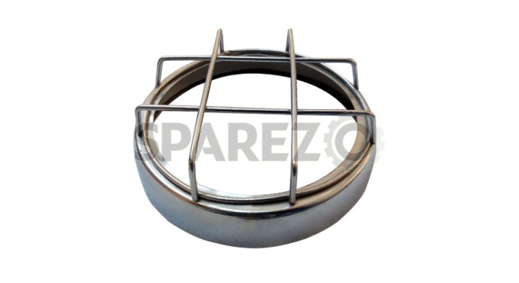 Royal Enfield Steel Made Chrome Plated Headlight Grill Stone Guard 7" - SPAREZO