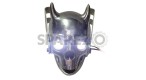 Universal Chopper Bobberr Skull Headlight With White Light in Eyes and Brackets - SPAREZO