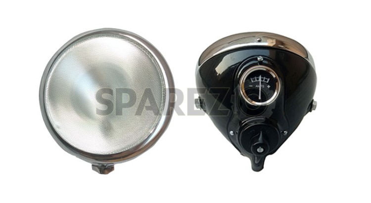 6.5" MU42 Head Light Assembly Black For Vintage BSA Norton Triumph Vincent - SPAREZO