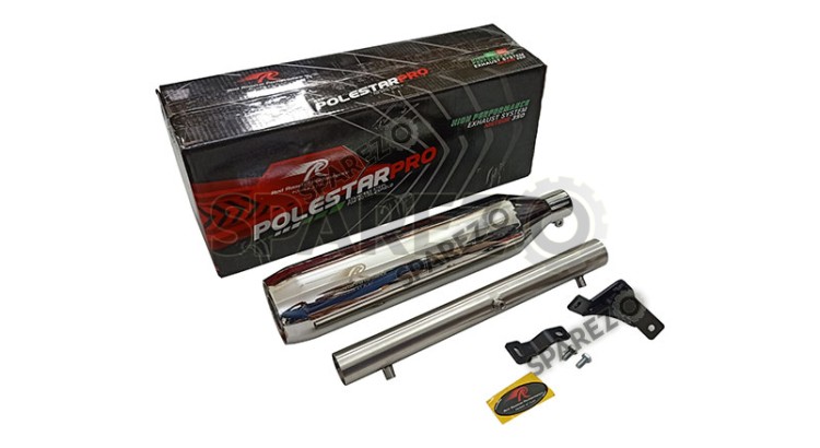 Red Rooster Performance Exhaust Silencer Chrome For Royal Enfield Meteor 350 - SPAREZO