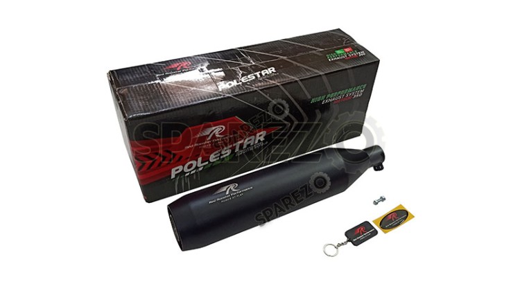Royal Enfield Reborn 350 Red Rooster Performance Exhaust Silencer Black - SPAREZO