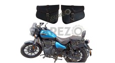 Royal Enfield Meteor 350cc Genuine Leather Black Pannier Bags Pair