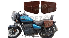 Royal Enfield Meteor 350cc Genuine Leather Brown Pannier Bags