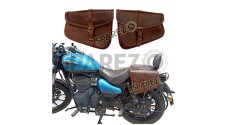 Royal Enfield Meteor 350cc Leather Pannier Bags Pair Brown - SPAREZO