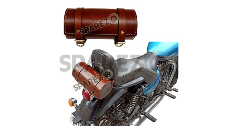 Royal Enfield Meteor 350 Leather Brown Tool Accessories Roll Bag - SPAREZO