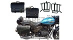 Royal Enfield Meteor 350cc Leather Black Saddle Bag Pair With Mounting - SPAREZO