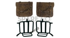 Royal Enfield Meteor 350cc Leather Saddle Bags Dust Color With Mounting Pair
