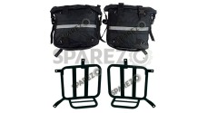 Royal Enfield Meteor 350cc Canvas Saddle Bags Pair Black With Mounting D1