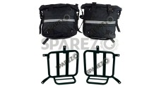 Royal Enfield Meteor 350cc Canvas Saddle Bags Pair Black With Mounting D1 - SPAREZO