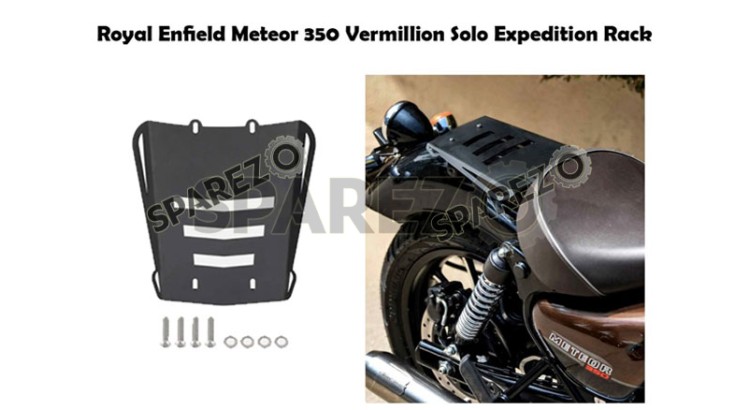 New Royal Enfield Meteor 350cc Vermillion Solo Expedition Rack Plate Black    - SPAREZO