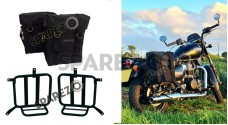 Royal Enfield Meteor 350cc Military Pannier Black Color Bags With Fitting - SPAREZO