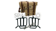 Royal Enfield Meteor 350cc Military Pannier Sand Color Bags With Fitting - SPAREZO