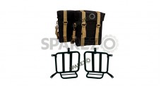 Royal Enfield Meteor 350cc Military Pannier Black and Golden Color Bags With Fitting - SPAREZO