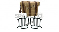 Royal Enfield Meteor 350cc Military Pannier Bags Sand Color With Fitting - SPAREZO