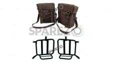Royal Enfield Meteor 350cc Military Pannier Bag Brown With Fitting - SPAREZO