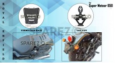 Royal Enfield Super Meteor 650 Vermillion Rack and Tail Tidy Accessories Combo - SPAREZO