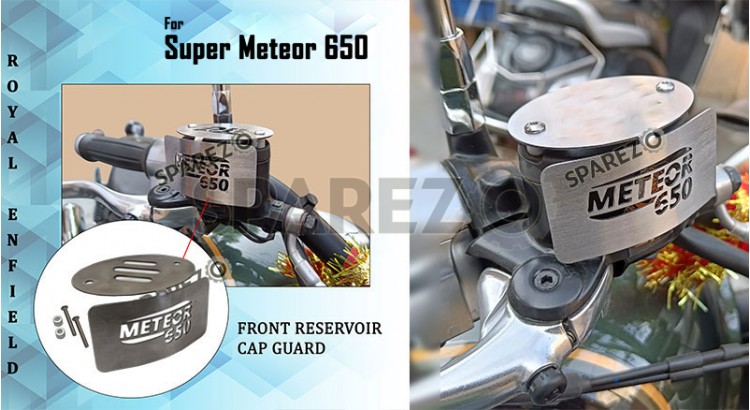 Royal Enfield Super Meteor 650 Stainless Steel Front Reservoir Cap Guard Silver - SPAREZO