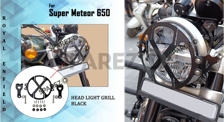 Royal Enfield Super Meteor 650 X-Style Headlight Grill Black - SPAREZO