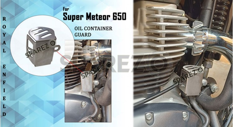 Royal Enfield Super Meteor 650 Stainless Steel Oil Container Guard Silver - SPAREZO