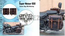 Royal Enfield Super Meteor 650 Canvas Leather Bags With Pannier Mounting Pair