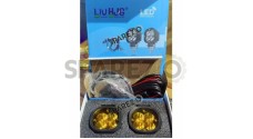 New HJG 4 LED 40W Mini CREE Fog Light Auxiliary Light For All Motorcycles With Wiring Harness Switch and Yellow Filter Cap