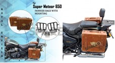 Royal Enfield Super Meteor 650 Tan Brown Leather Pannier Bags With Mounting Pair