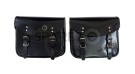 Royal Enfield Super Meteor 650 Glossy Black Leather Pannier Bag and Mounting LH RH - SPAREZO