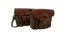 Royal Enfield Super Meteor 650 Olive Canvas Leather Pannier Bags and Mounting - SPAREZO