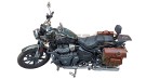 Royal Enfield Super Meteor 650 Olive Canvas Leather Pannier Bags and Mounting - SPAREZO