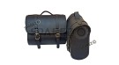 Royal Enfield Super Meteor 650 LH RH Black Leather Pannier Bags Pair and Mounting - SPAREZO